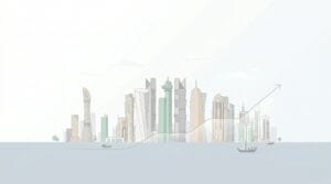 business growth strategies in Qatar 2026 illustration with Doha skyline and corporate planning concept
