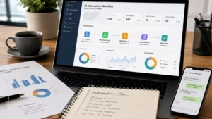 AI automation workflow dashboard for business lead management and CRM follow-up