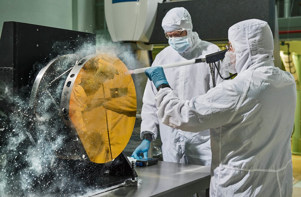 Engineers working in a high-technology research facility
