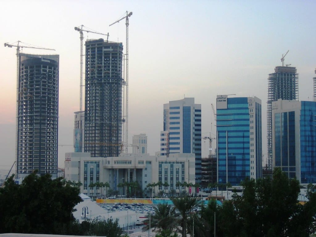 Doha business towers in Qatar financial district