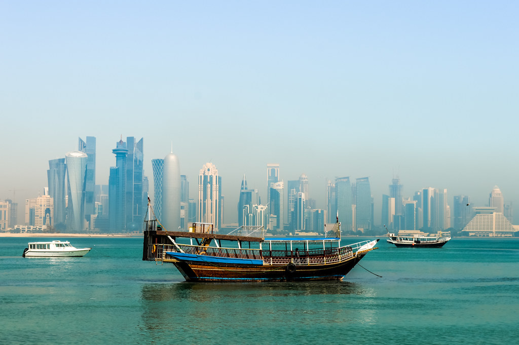 Doha Qatar skyline, where LLC and WLL companies are registered with MOCI