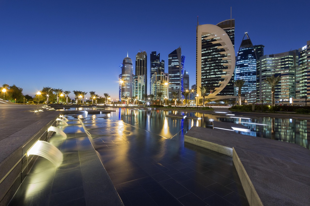 Doha West Bay skyline at dusk, Qatar