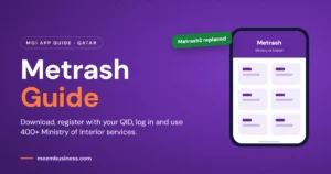Metrash Guide Qatar cover with a phone showing 400+ MOI services